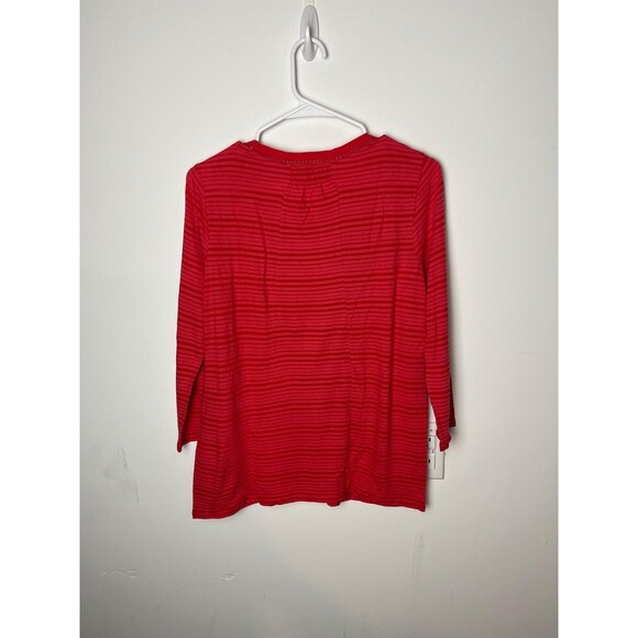 Lucky Brand Shirt Womens Small Red Stripe Lace Crochet Boho Tunic Top 3/4 Sleeve - Picture 4 of 6
